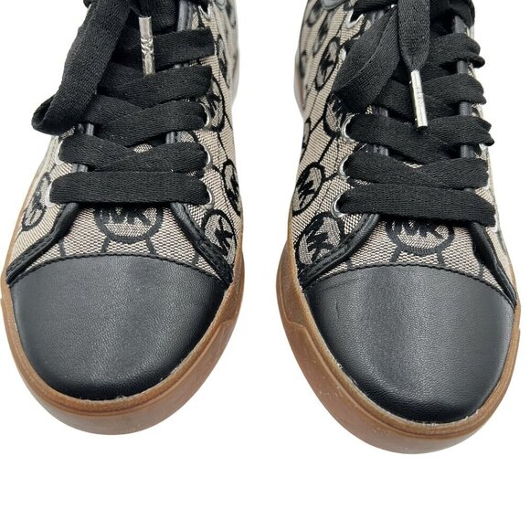 Michael Kors Womens 7M MK Logo City Sneakers Blk Silver Canvas Shoe Jacquard New - Picture 6 of 15